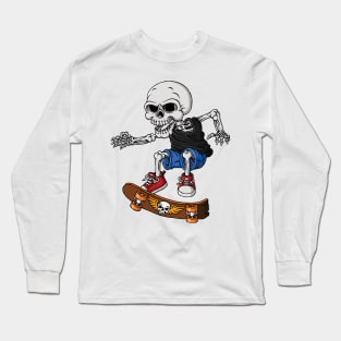 Funny Skeleton Rolling On Skateboard! Long Sleeve T-Shirt